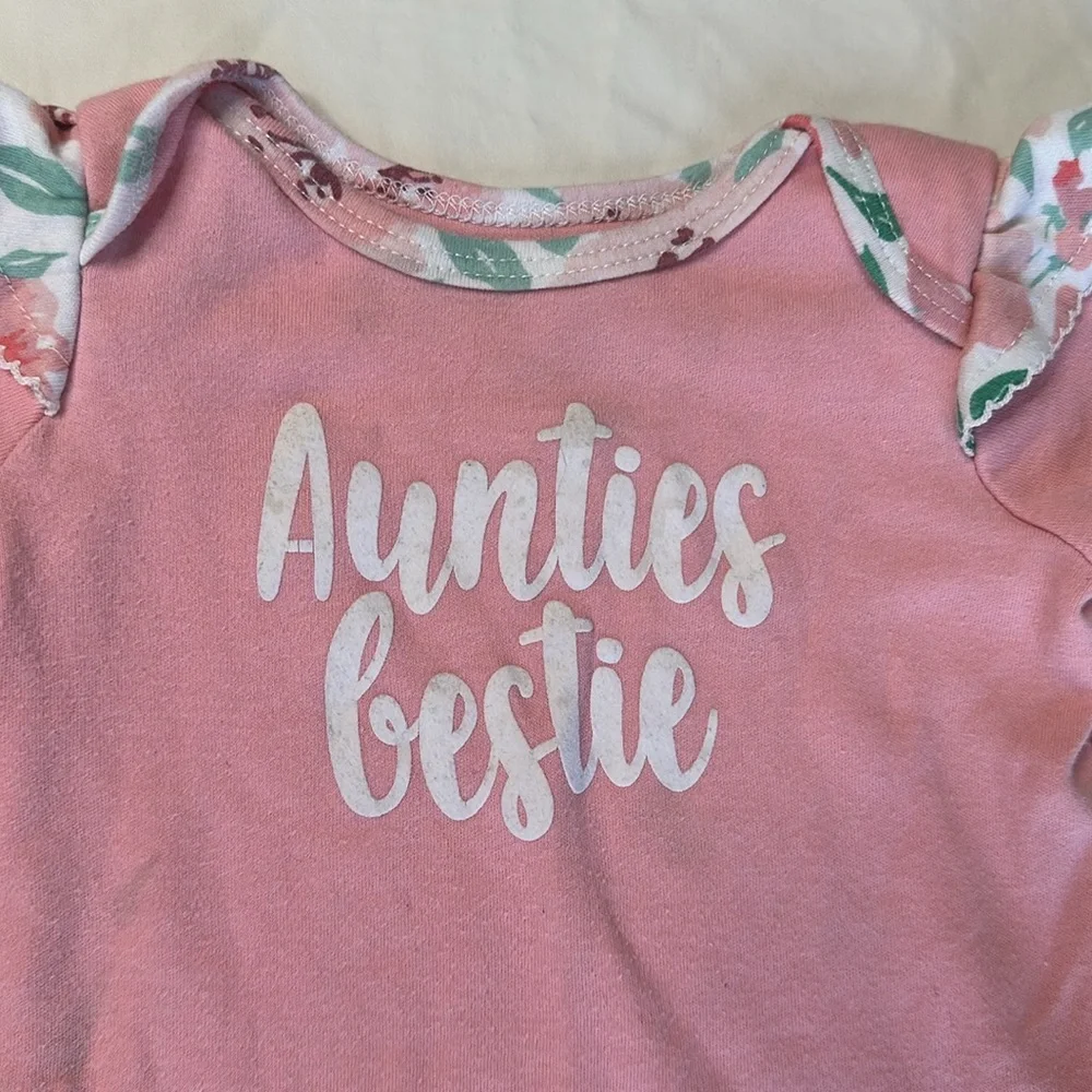 Baby Essentials Set of Three Baby Onesies size 9 months  - Pink, White, and Blue
